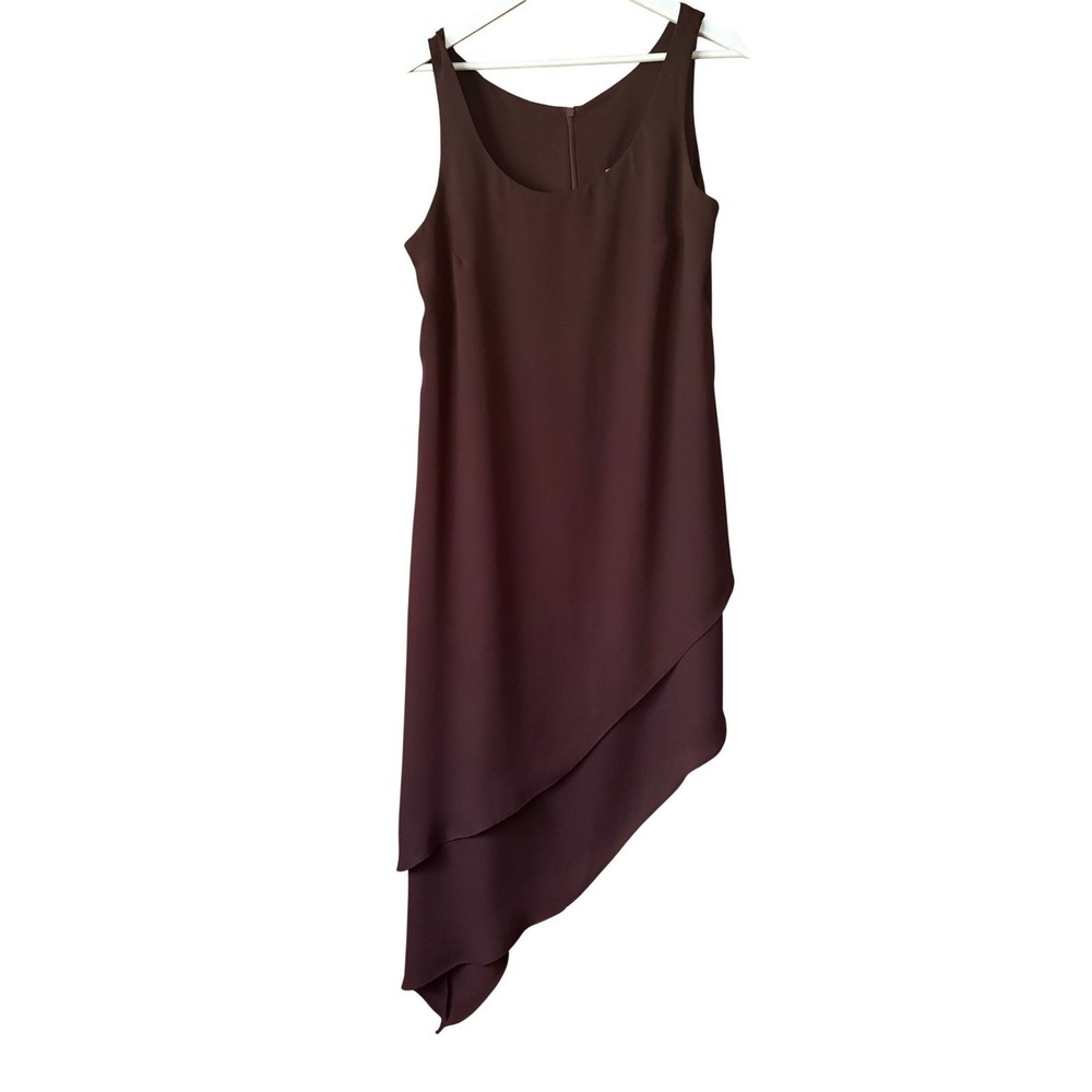 Vintage Lew‎ Magram Womens Asymmetrical Dress Layer Brown Sz 14 Whimsigoth Fairy